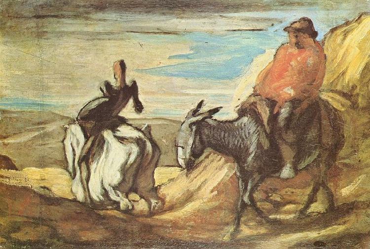Honore Daumier Sancho Pansa und Don Quichotte im Gebirge oil painting picture